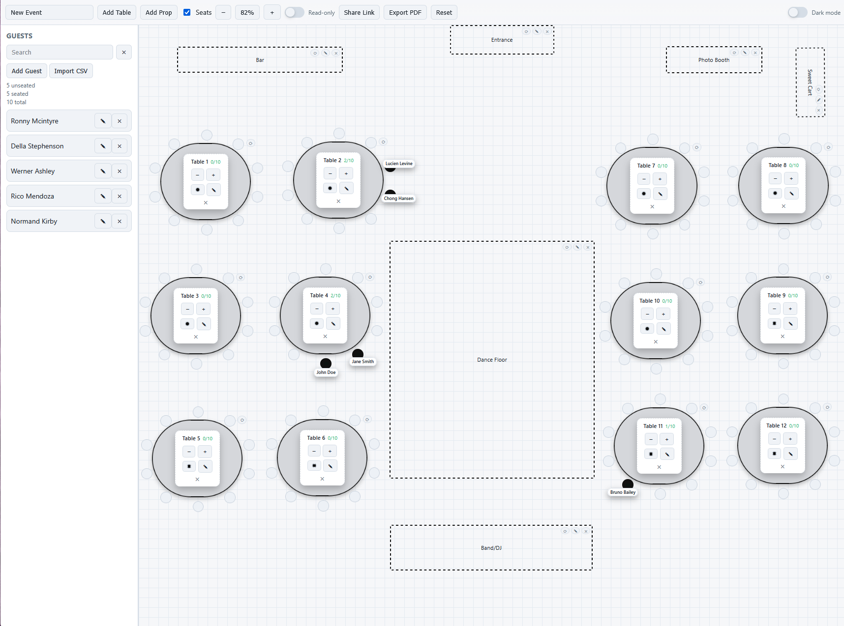 MySeatPlanner layout view